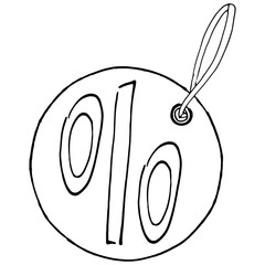 Icon sale, discount. Hand drawn logo sale, discount percentage.