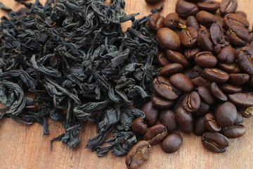 Dry tea and coffee on the table