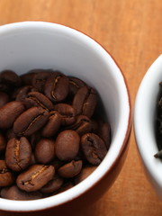 Raw coffee and tea.