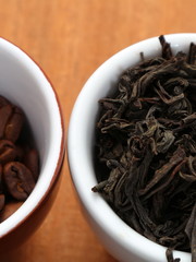 Raw coffee and tea.