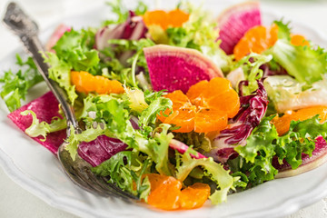 Salad with watermelon radish