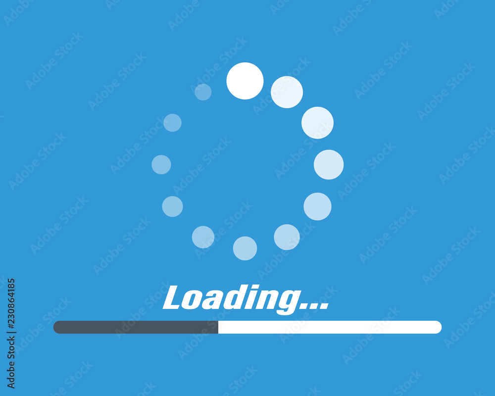 Poster system software update and upgrade concept. loading process screen. vector illustration. load bar fo