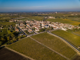 Fototapeta na wymiar Saint Estephe village, situated along the wine route of Saint Estephe in the Bordeaux region