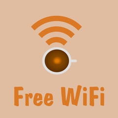 Vector:Free wifi cafe sticker with brown color. Eps10.
