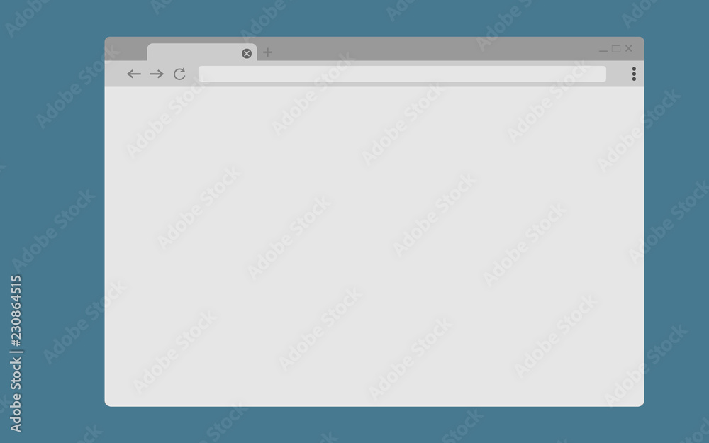 Leinwandbilder  New Simple browser window flat vector web window white blue background, flat. vector. Browser windows vector illustration. web browser in flat style. Window concept internet browser.  screen design.
