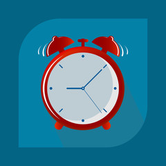Alarm clock vector icon isolated on blue background, simple line outline style, alarm clock ringing icon modern design