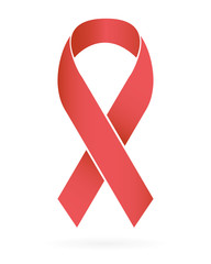 Pink ribbon on white background. Breast cancer awareness symbol. Pink ribbon flat design. Vector illustration, eps10.