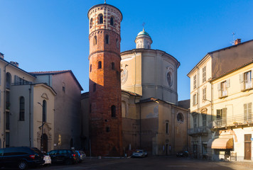 Fototapeta na wymiar Old architectural sights in italian city Asti