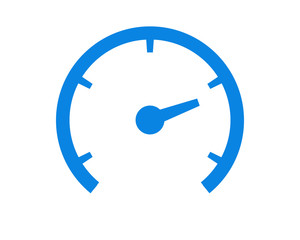 Speedometer, odometer isolated icon on white background, auto service, speed test icon. eps10 flat