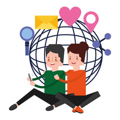 couple using mobile social media