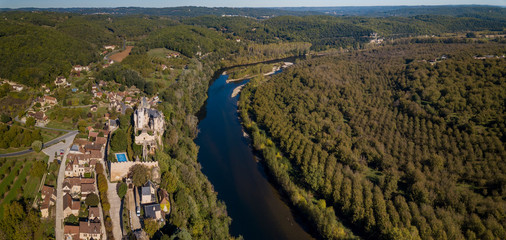 The fortified Castle Montfort on the Dordogne River, Vitrac, France