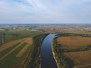 Fototapeta na wymiar View of the great Oka river from a height