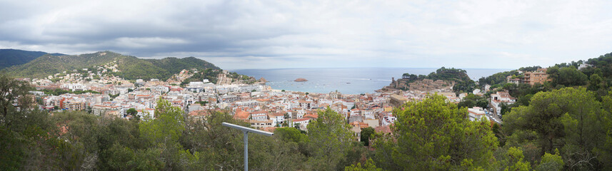 Panorama of a small Spanish town by the sea