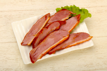 Sliced duck breast