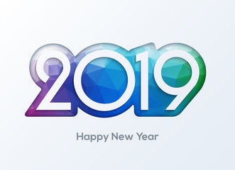 Happy new year 2019 numbers design vector. 2019 greeting card banner