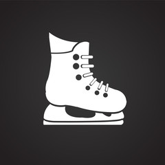 Ice skate on black background icon