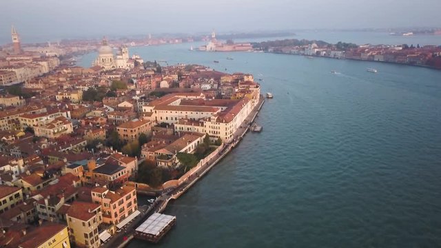 Sunset over Venice, aerial