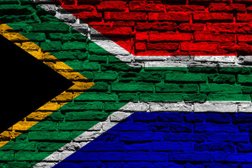 Flag of South Africa on brick wall