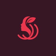 Fototapeta premium Head Beauty Face Nature Silhouette Abstract Icon Logo Design Template Element Vector