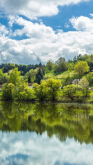 Fototapeta na wymiar Smartphone HD wallpaper of beautiful view on the danube island near Pleinting - Bavaria