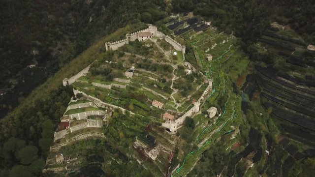 Castello di San Nicola Thoro-Plano ruins in Italy, aerial