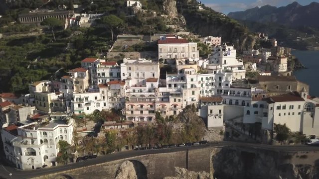 Coastal town of Amalfi, aerial