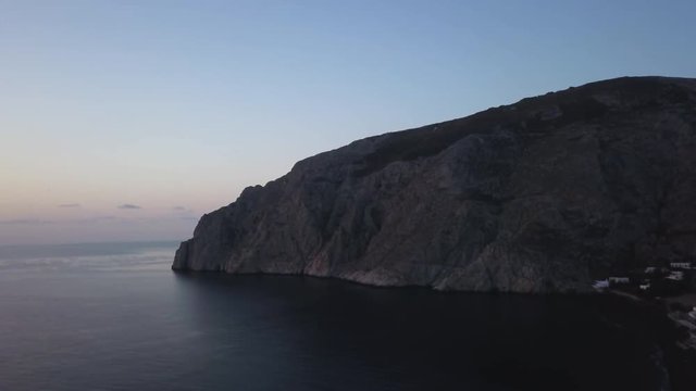 Kamari cliffs at sunset, aerial