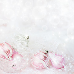 Obraz na płótnie Canvas Christmas decoration in white and pink colors