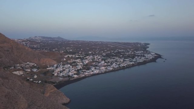Wide aerial, coastal Kamari