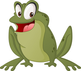 Cartoon cute frog. Vector illustration of funny happy animal.
