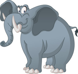 Cartoon cute elephant. Vector illustration of funny happy animal.