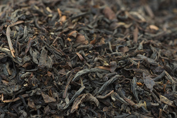 dried tea leaves macro selective focus