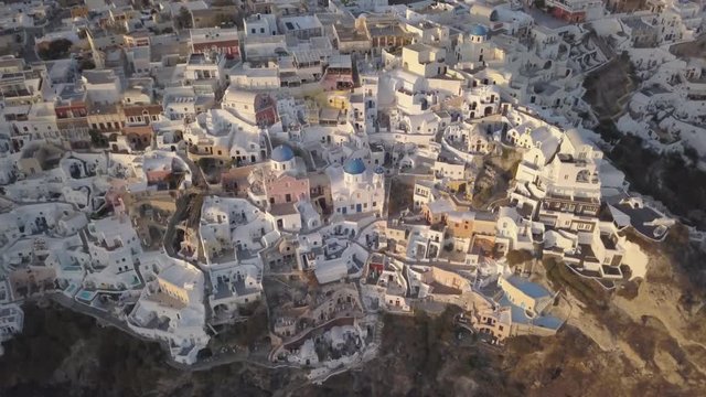 Scenic island town of Oia, aerial
