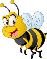 Cartoon cute bee. Vector illustration of funny happy animal.
