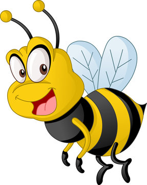 Cartoon cute bee. Vector illustration of funny happy animal.
