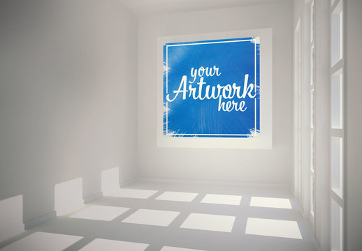 Sunny Room with Square Picture Frame Mockup