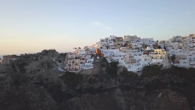 Aerial, Byzantine Castle Ruins at sunset