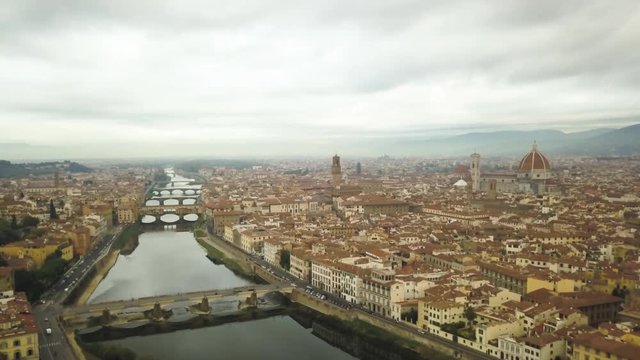 Famous Florence cityscape, aerial