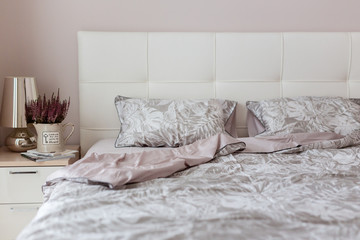 Bed linen, home comfort, modern interior.