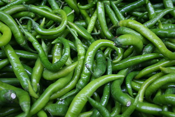 green peppers on the market