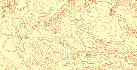 Abstract vector topographic map in brown colors
