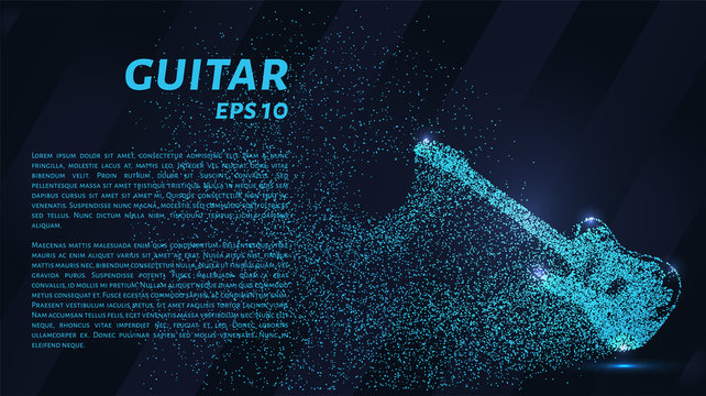Guitar blue points of light. Electric guitar vector illustration.
