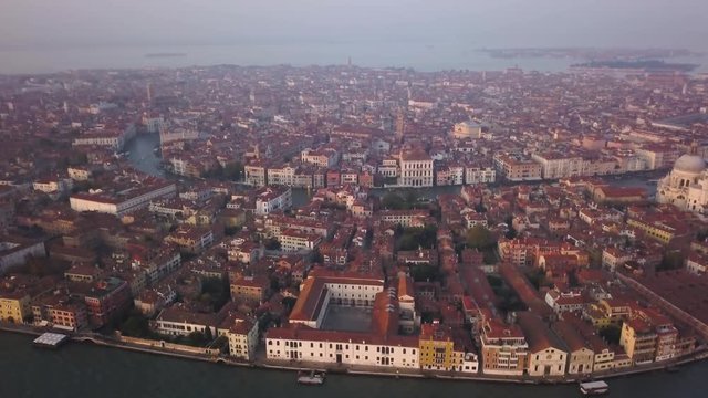 Wide aerial, vast Venice cityscape