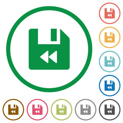 File fast backward flat icons with outlines