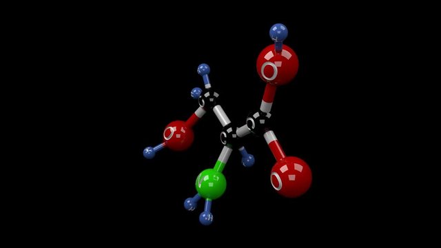 Serine molecule. Molecular structure of L-serine molecule, amino acid present on spider silk proteins. Alpha channel.