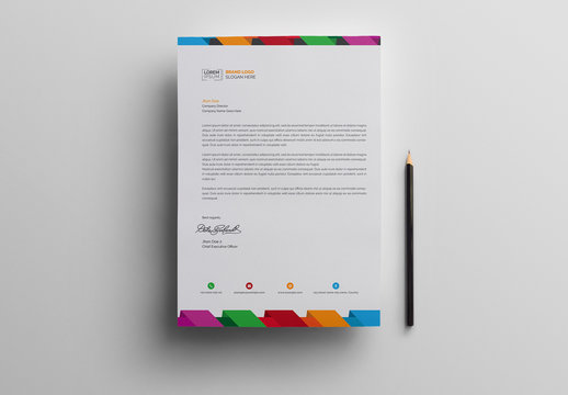Letterhead Layout with Multicolored Header and Footer