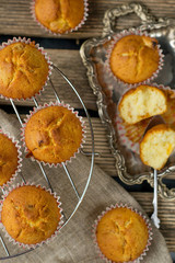 Homemade sweet cakes muffins with dried apricots