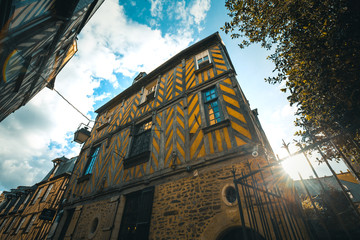 Traditional half-timbered houses in the old town of Rennes, France - 230877501