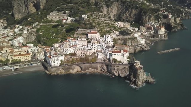 Scenic Amalfi architecture, aerial