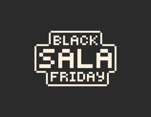 Background with pixel art shopping cart and black friday text.